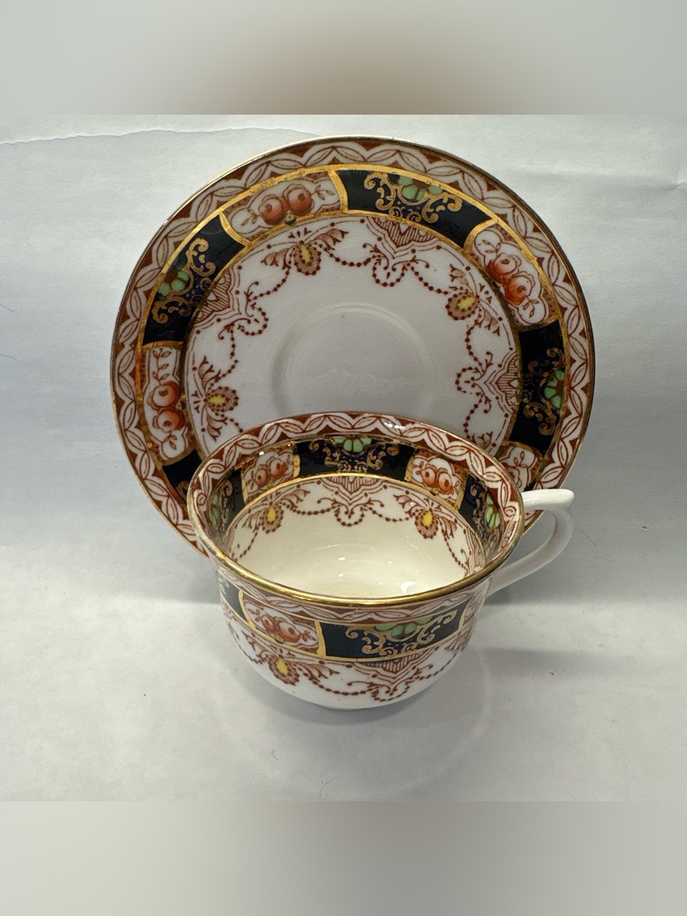 Vintage Colclough Imari Tea Cup Saucer Set 2434 Cobalt Blue Bone China Gold Gilt
